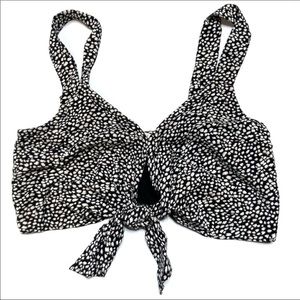 Abercrombie & Fitch tie front crop top black white dots size S Small